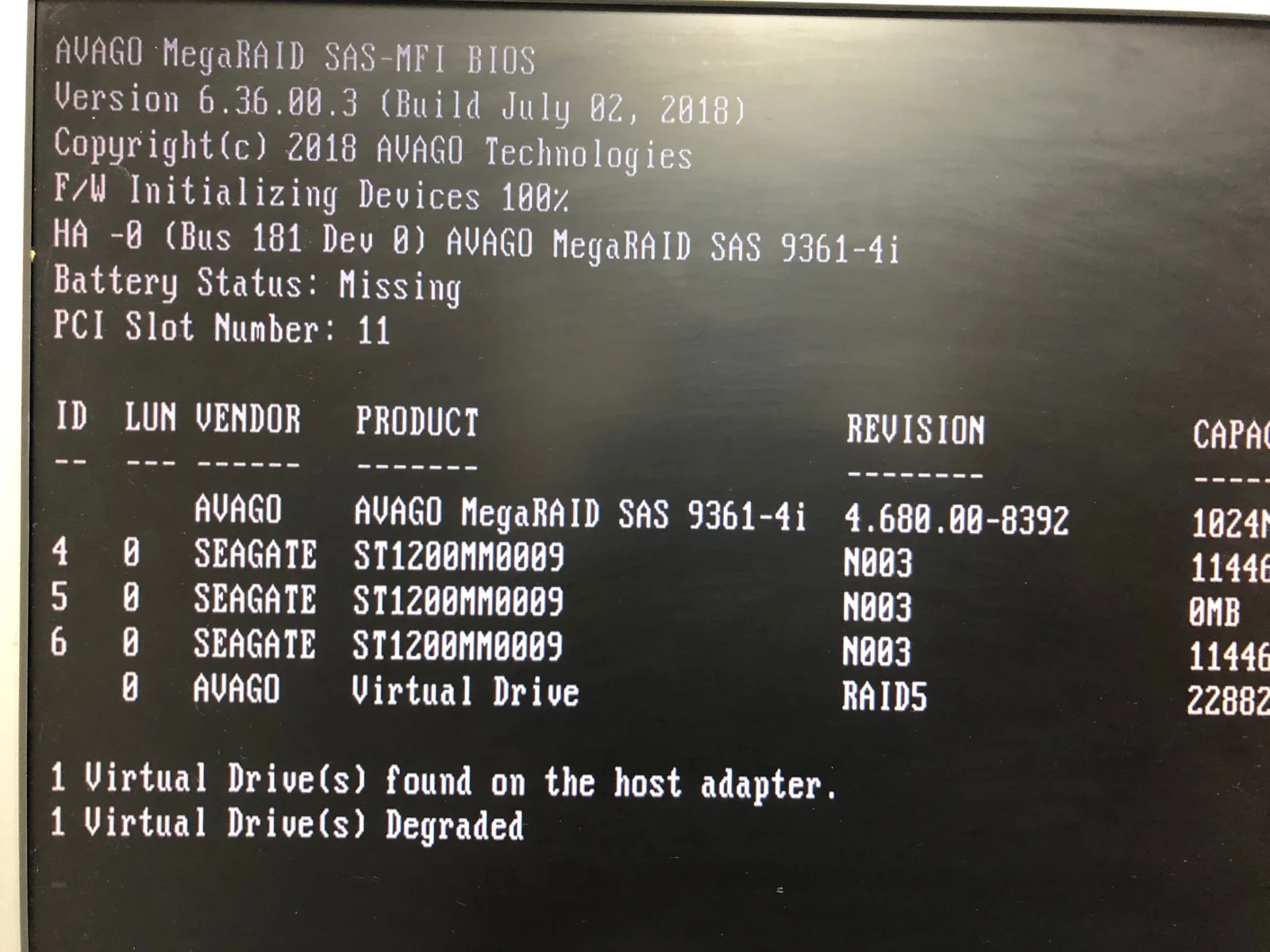 Bereits zu Beginn stellten wir den Ausfall einer Server Festplatte fest. Um Datenverlust zu vermeiden wurde die Festplatte umgehend durch unsere Techniker getauscht.